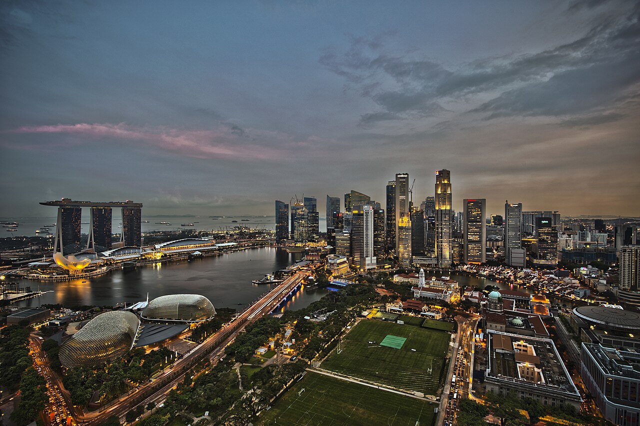 di singapore voi con - Toan canh Singapore luc hoang hon